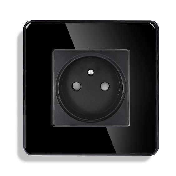 L+B SWITCH Zásuvka skleněná jednoduchá černá