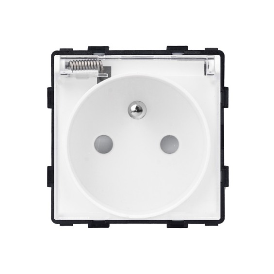 L+B SWITCH Elektrická zásuvka 16A typ FR a krytkou IP44– bílá modul