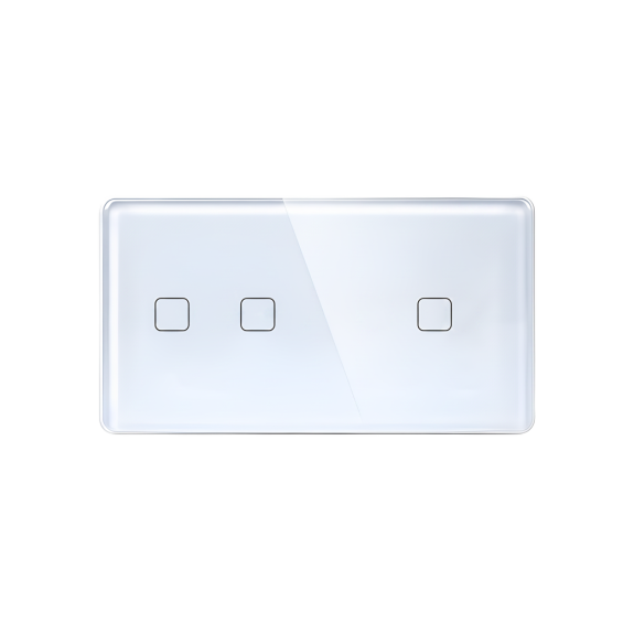 LB SWITCH dvojnásobný skleněný panel 2+1 bílý