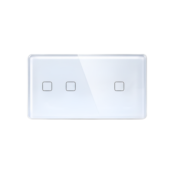 LB SWITCH dvojnásobný skleněný panel 2+1 bílý