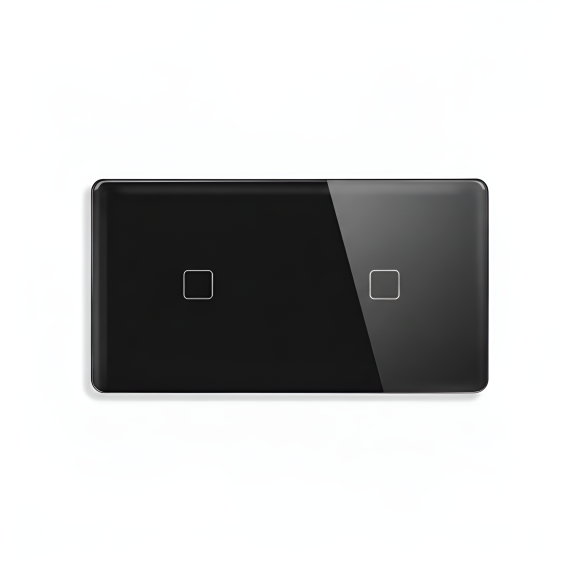 LB SWITCH dvojnásobný skleněný panel 1+1 černý