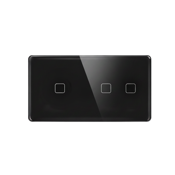 LB SWITCH dvojnásobný skleněný panel 1+2 černý