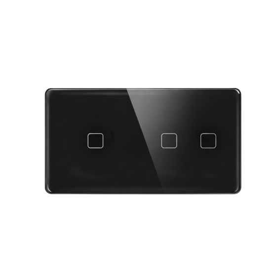 LB SWITCH dvojnásobný skleněný panel 1+2 černý