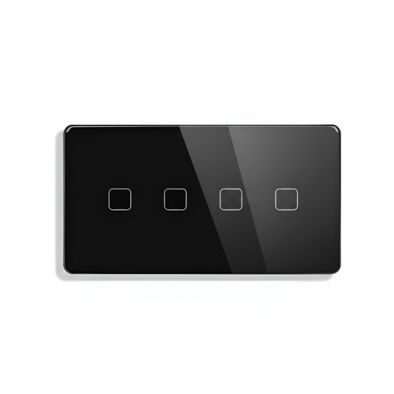 LB SWITCH dvojnásobný skleněný panel 2+2 černý