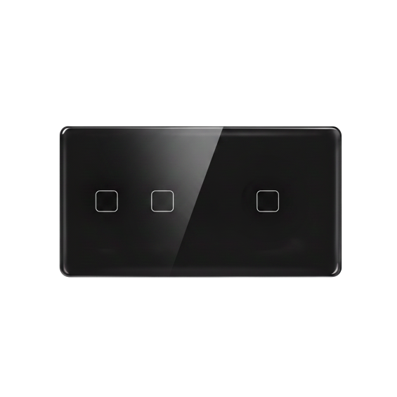 LB SWITCH dvojnásobný skleněný panel 2+1 černý.