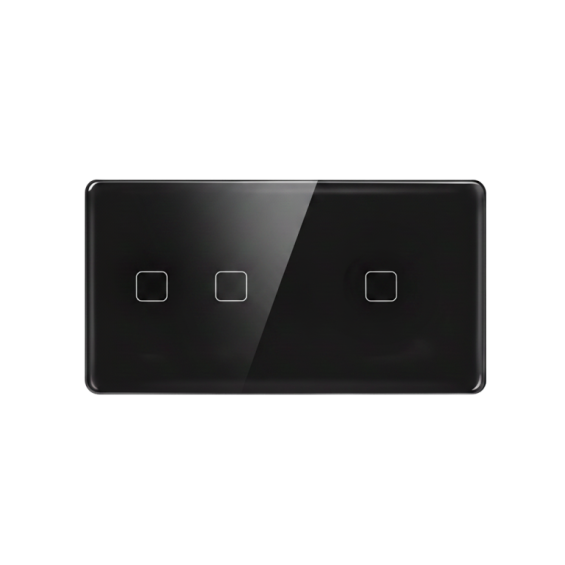 LB SWITCH dvojnásobný skleněný panel 2+1 černý.