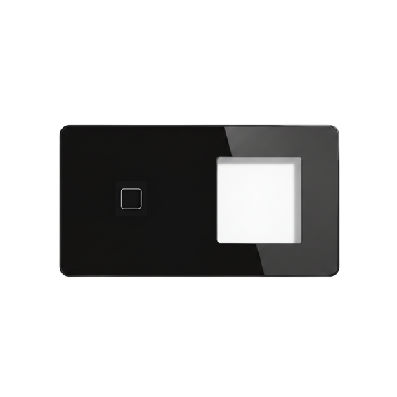 LB SWITCH dvojnásobný skleněný panel 1+ZÁS černý