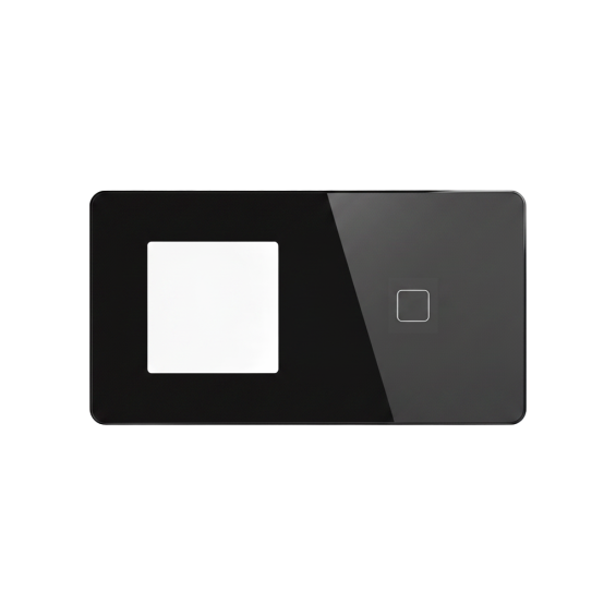 LB SWITCH dvojnásobný skleněný panel ZÁS+1 černý
