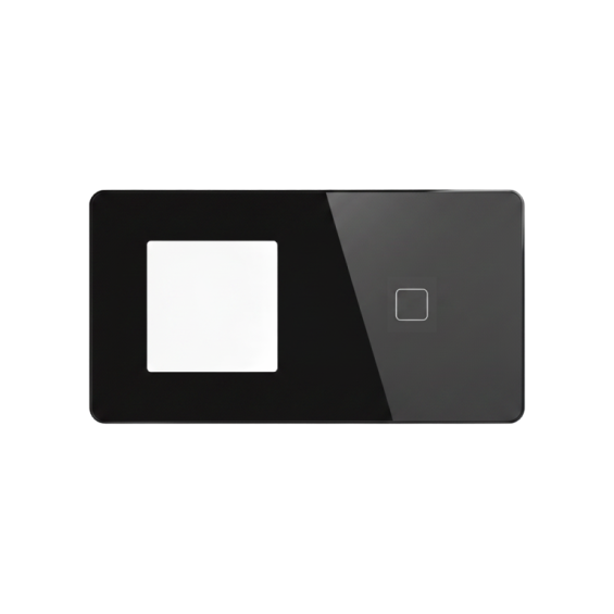 LB SWITCH dvojnásobný skleněný panel ZÁS+1 černý
