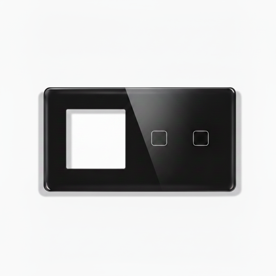 LB SWITCH dvojnásobný skleněný panel ZÁS+2 černý