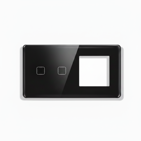 LB SWITCH dvojnásobný skleněný panel 2+ZÁS černý