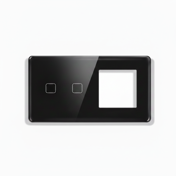 LB SWITCH dvojnásobný skleněný panel 2+ZÁS černý