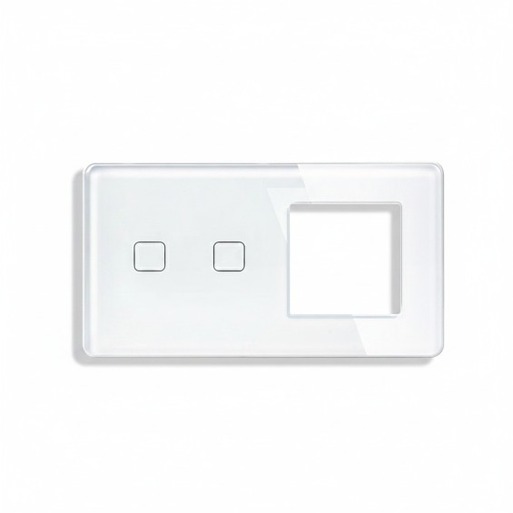 LB SWITCH dvojnásobný skleněný panel 2+ZÁS bílý