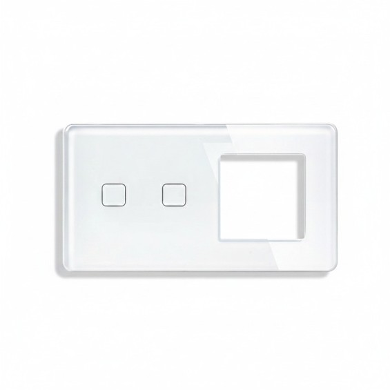 LB SWITCH dvojnásobný skleněný panel 2+ZÁS bílý