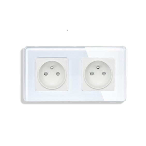 LB SWITCH skleněná dvojnásobná zásuvka bílá – set