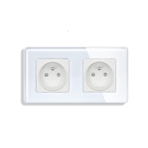LB SWITCH skleněná dvojnásobná zásuvka bílá – set