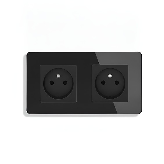 LB SWITCH skleněná dvojnásobná zásuvka černá – set