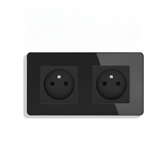 LB SWITCH skleněná dvojnásobná zásuvka černá – set