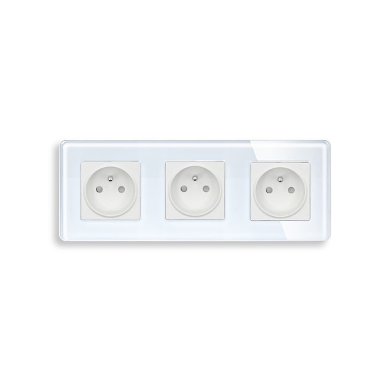 LB SWITCH Zásuvka skleněná trojnásobná bílá.