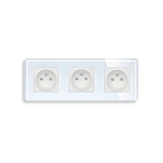 LB SWITCH Zásuvka skleněná trojnásobná bílá.