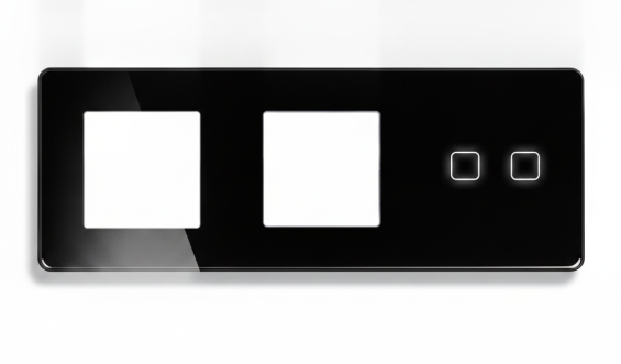 LB SWITCH trojnásobný skleněný panel zás+zás+2 černý 