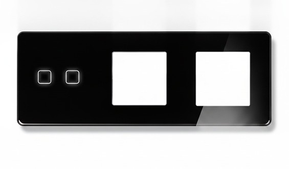 LB SWITCH trojnásobný skleněný panel 2+zás+zás černý
