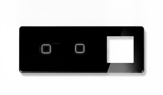 LB SWITCH trojnásobný skleněný panel 1+1+zás černý