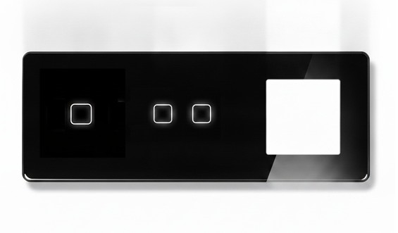 LB SWITCH trojnásobný skleněný panel 1+2+zás černý 