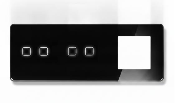 LB SWITCH trojnásobný skleněný panel 2+2+zás černý