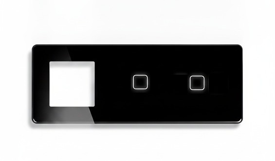 LB SWITCH trojnásobný skleněný panel zás+1+1 černý