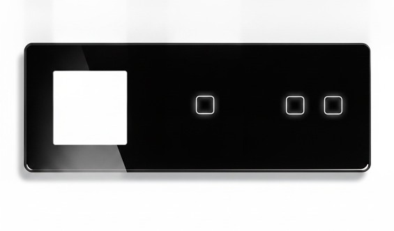LB SWITCH trojnásobný skleněný panel zás+1+2 černý 