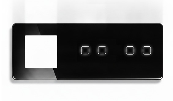 LB SWITCH trojnásobný skleněný panel zás+2+2 černý
