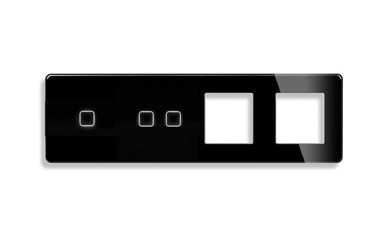 LB SWITCH čtyřnásobný skleněný panel 1+2+zás+zás černý