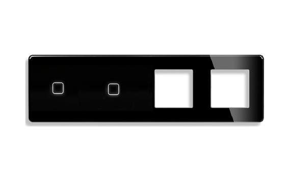 LB SWITCH čtyřnásobný skleněný panel 1+1+zás+zás černý
