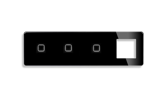 LB SWITCH čtyřnásobný skleněný panel 1+1+1+zás černý