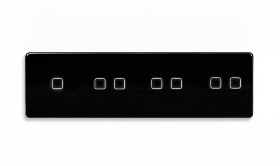 LB SWITCH čtyřnásobný skleněný panel 1+2+2+2 černý