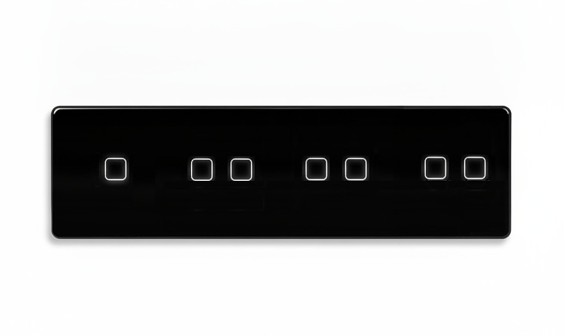 LB SWITCH čtyřnásobný skleněný panel 1+2+2+2 černý