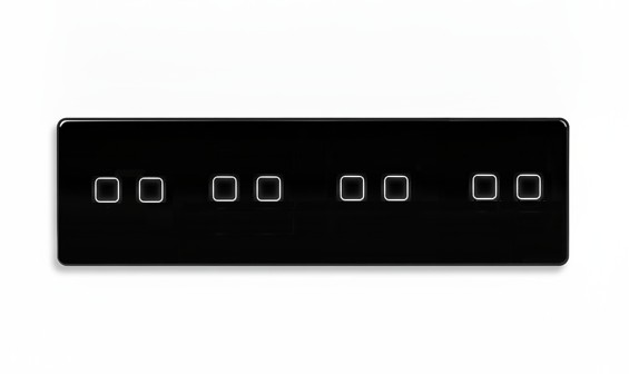 LB SWITCH čtyřnásobný skleněný panel 2+2+2+2 černý
