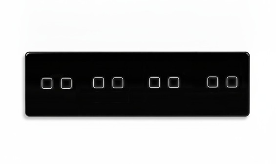 LB SWITCH čtyřnásobný skleněný panel 2+2+2+2 černý