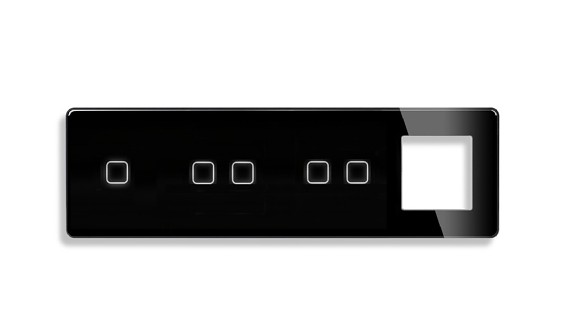 LB SWITCH čtyřnásobný skleněný panel 1+2+2+zás černý