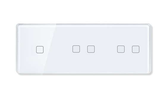 LB SWITCH trojnásobný skleněný panel 1+2+2 bílý