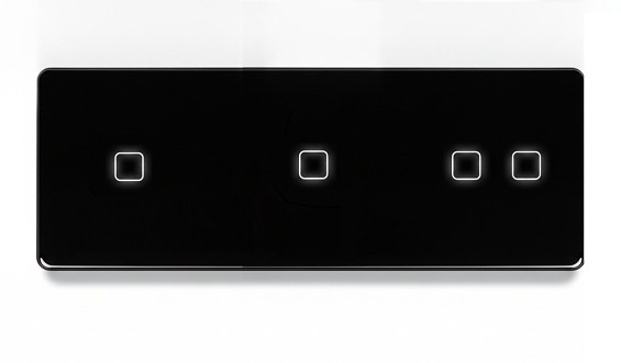 LB SWITCH trojnásobný skleněný panel 1+1+2 černý