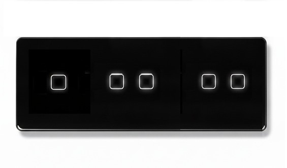 LB SWITCH trojnásobný skleněný panel 1+2+2 černý
