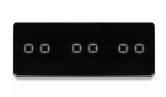 LB SWITCH trojnásobný skleněný panel 2+2+2 černý