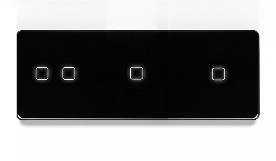 LB SWITCH trojnásobný skleněný panel 2+1+1 černý