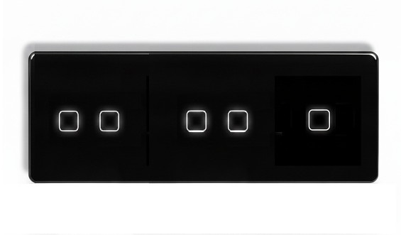 LB SWITCH trojnásobný skleněný panel 2+2+1 černý