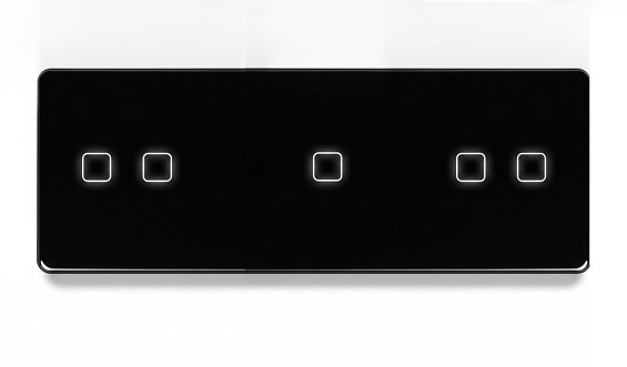 LB SWITCH trojnásobný skleněný panel 2+1+2 černý