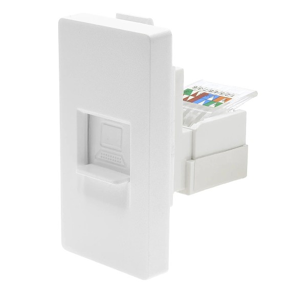 LB SWITCH internetový polomodul LAN RJ45 Cat.6 – bílý