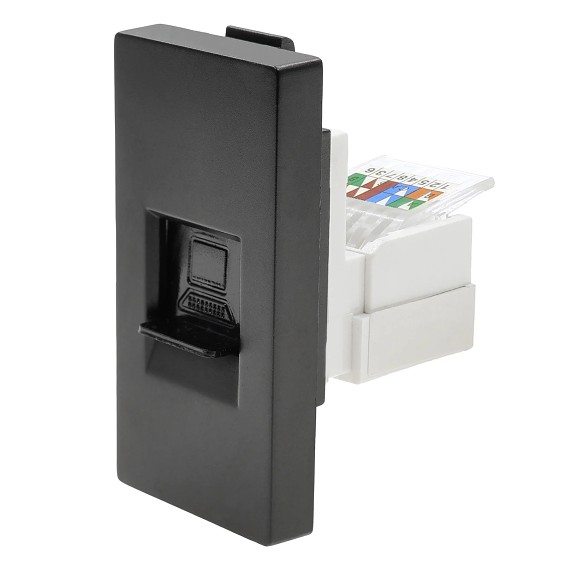 LB SWITCH internetový polomodul LAN RJ45 Cat.6 – černy